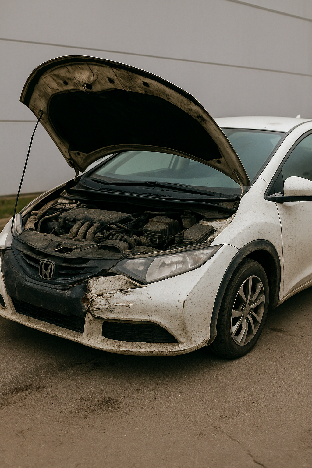 רכב עם מכסה מנוע פתוח